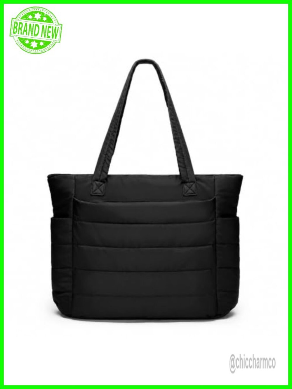 Quilted Puffer Tote Bag for Women Lightweight Laptop Travel Gym Work Bag